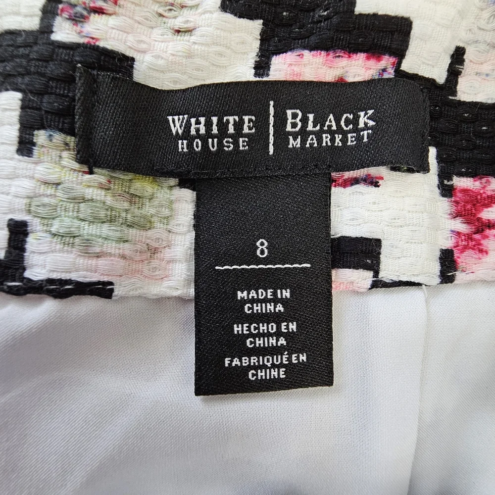 White House Black Market Houndstooth Black/White  Multicolor Pencil Skirt